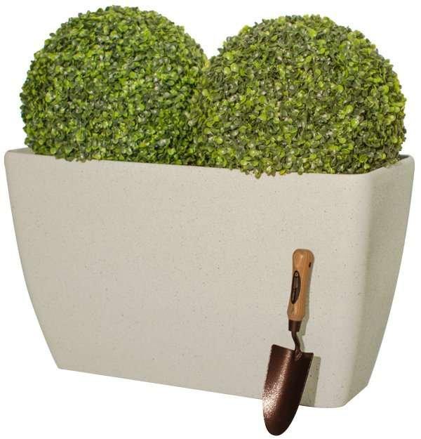 Stone Effect Resin Planter Indoor Outdoor Trough in White 59cm